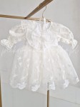 Sia- koronkowa sukienka do chrztu z falbanką ecru