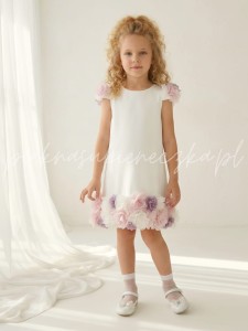 Zelia- biała sukienka z kolorowymi kwiatami 