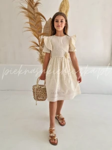 Anabella- żółta sukienka bawełniana z falbankami