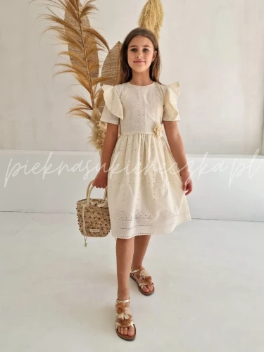 zolta sukienka bawelniana z falbankami