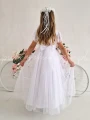 biala sukienka komunijna z motylkowymi rekawkami