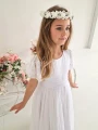 biala sukienka komunijna z motylkowymi rekawkami
