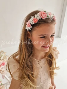 Opaska dla dziewczynki z różowymi różami i ryżykiem