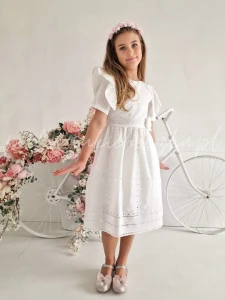 Anabella- biała sukienka bawełniana z falbankami