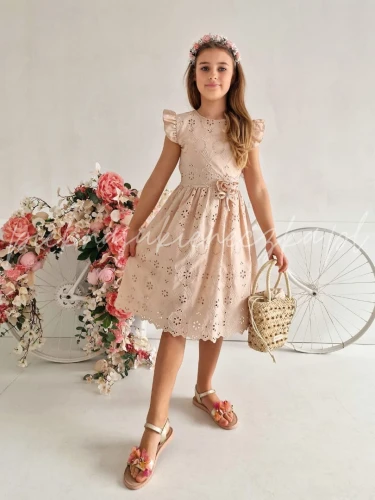 bezowa sukienka bawelniana boho