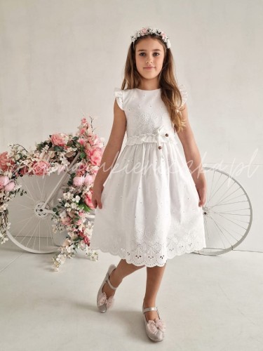 biala sukienka boho z azurowej bawelny