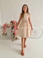 bezowa sukienka boho z azurowej bawelny