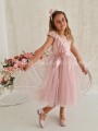 sukienka-tiulowa-z-rekawkiem-przyozdobiona-kwiatami-3d-rozowa